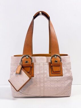 💖 Vintage Y2K Coach Soho Signature Tote Lilac Pink + Photo Frame Charm